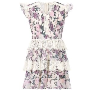 Floral Ruffle Kids Dress - Pink and Purple